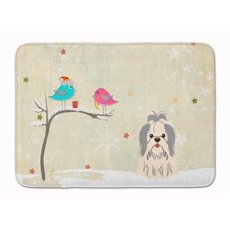 Carolines Treasures Christmas Shih Tzu Silver White Machine Washable Memory Foam Mat BB2557RUG